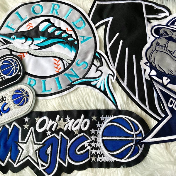 90s Vintage Sports Logo Embroidered Patches Large Oversize Baseball Football NCAA Basketball MLB NFL Jersey Crests Sew-On