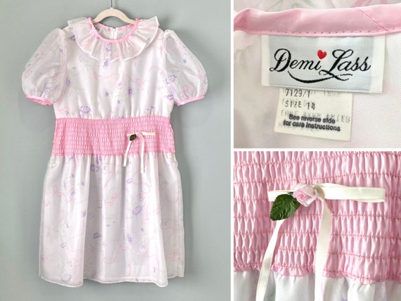 80s Vintage Organza Flower Girl Dress Demi Lass W… - image 1