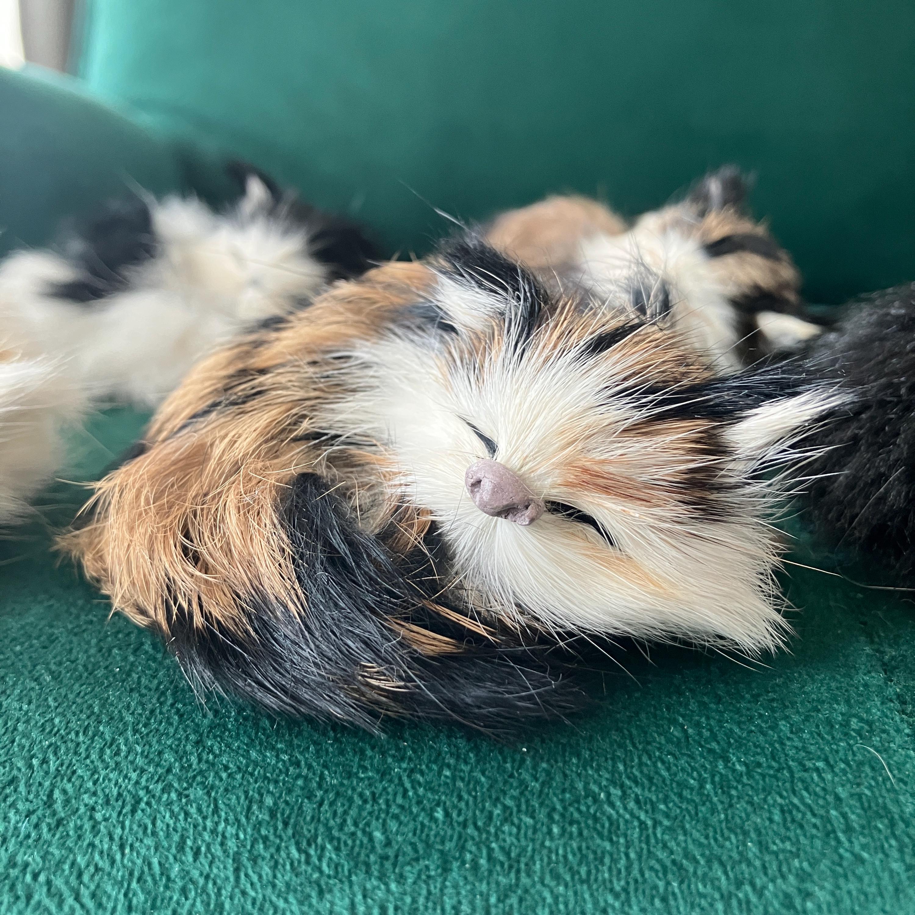 70s Vintage Sleeping Cat Figurines Realistic Kitty Cat Figures