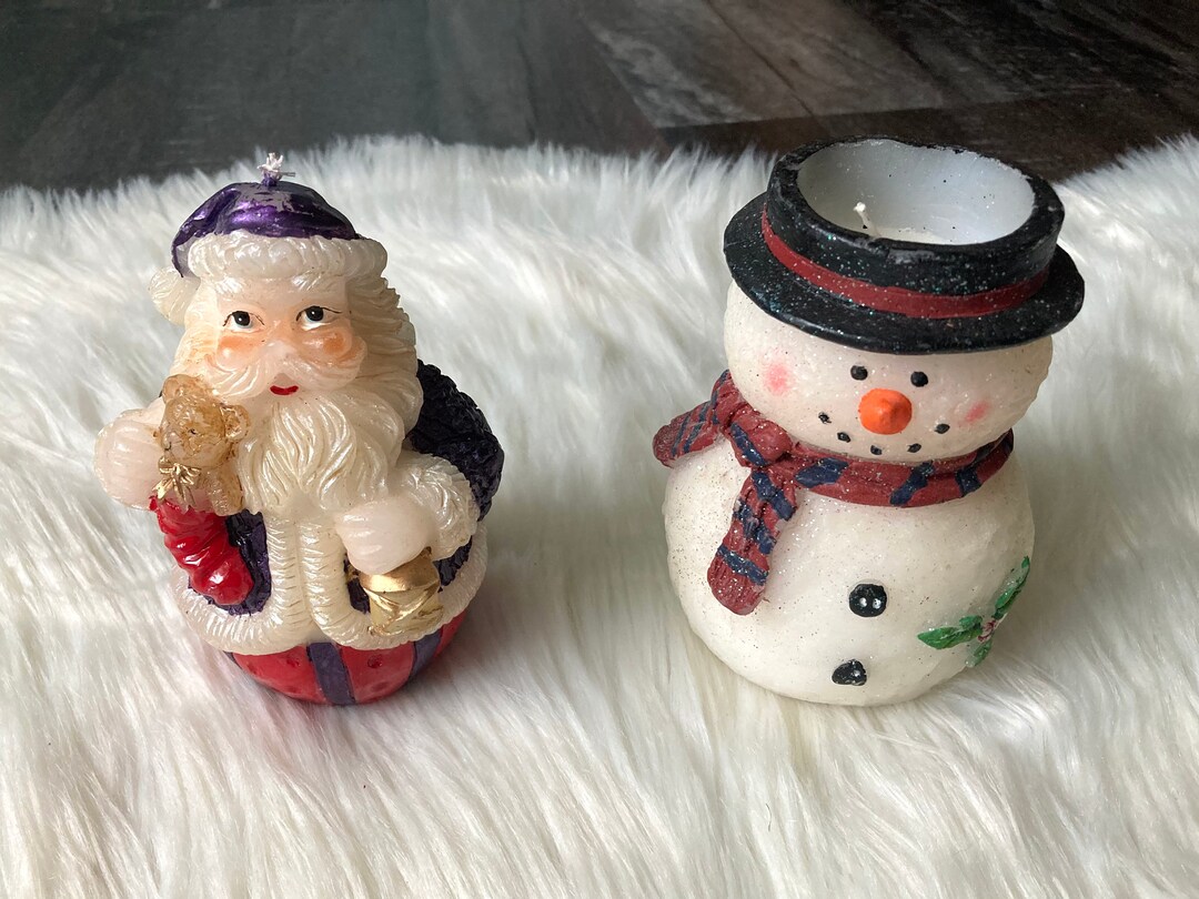 90s Vintage Large Christmas Candles Set of 2 Santa Claus & Etsy