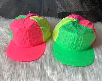 90s Vintage Neon 4-Colour Snapback Hats Deadstock New Unworn Baseball Trucker Hat Retro Nineties K-Mart Brand Fresh Prince of Bel-Air Style