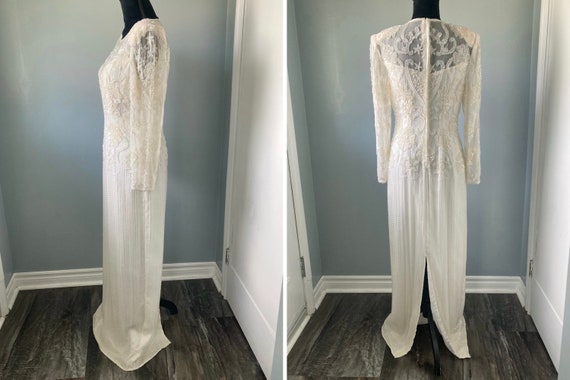 Vintage Beaded Art Deco Style Wedding Dress Iride… - image 3