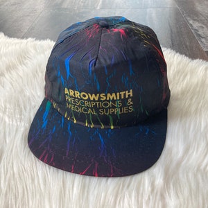 90s Vintage Black & Neon Snapback Hats Deadstock New Unworn Baseball Trucker Hat Retro Nineties Vaporwave