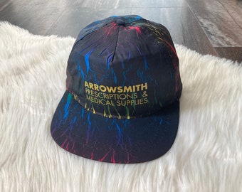 90er Vintage Schwarz & Neon Snapback Hüte Deadstock New Ungetragener Baseball Trucker Hut Retro Neunzigerjahre Steamwave