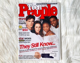 1998 Vintage Teen People Magazine Jennifer Love Hewitt Brandy Mekhi Phifer Cover December 90s Celebrity Teen Magazines y2k Ephemera Collage
