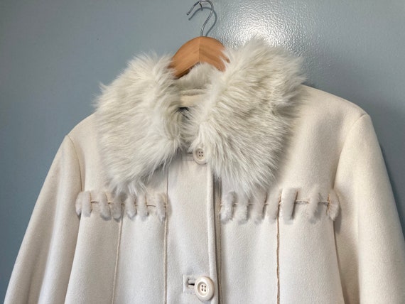 90s Vintage Faux Suede Cream Off-White Coloured W… - image 2