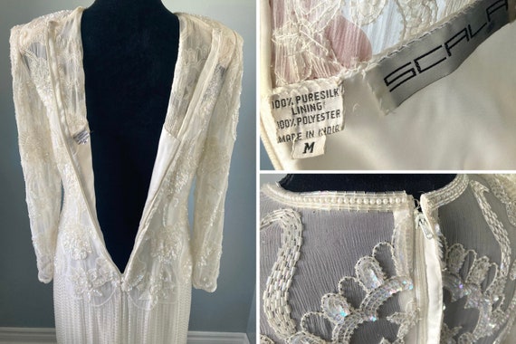 Vintage Beaded Art Deco Style Wedding Dress Iride… - image 7