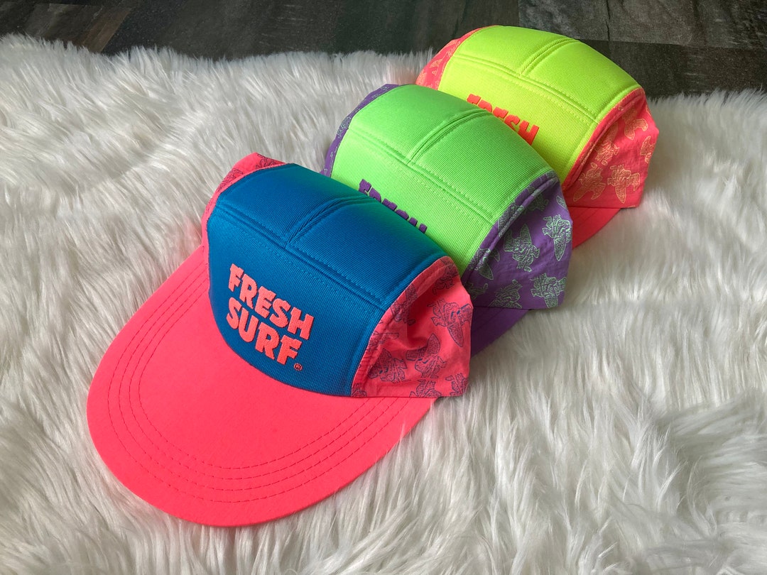 90s Vintage Fresh Surf Neon Turtle Print Hats Velcro Back - Etsy
