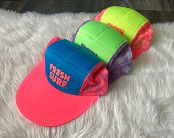 90s Vintage Fresh Surf Neon Turtle Print Hats Velcro Back Deadstock New Unworn Baseball Hat Retro Nineties Zellers Brand Multiple Colours