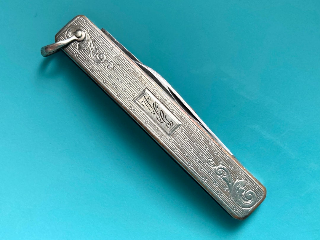 30s Vintage Pen Knife Watch Fob Sidney O Bigney Signed SOB Utility Army