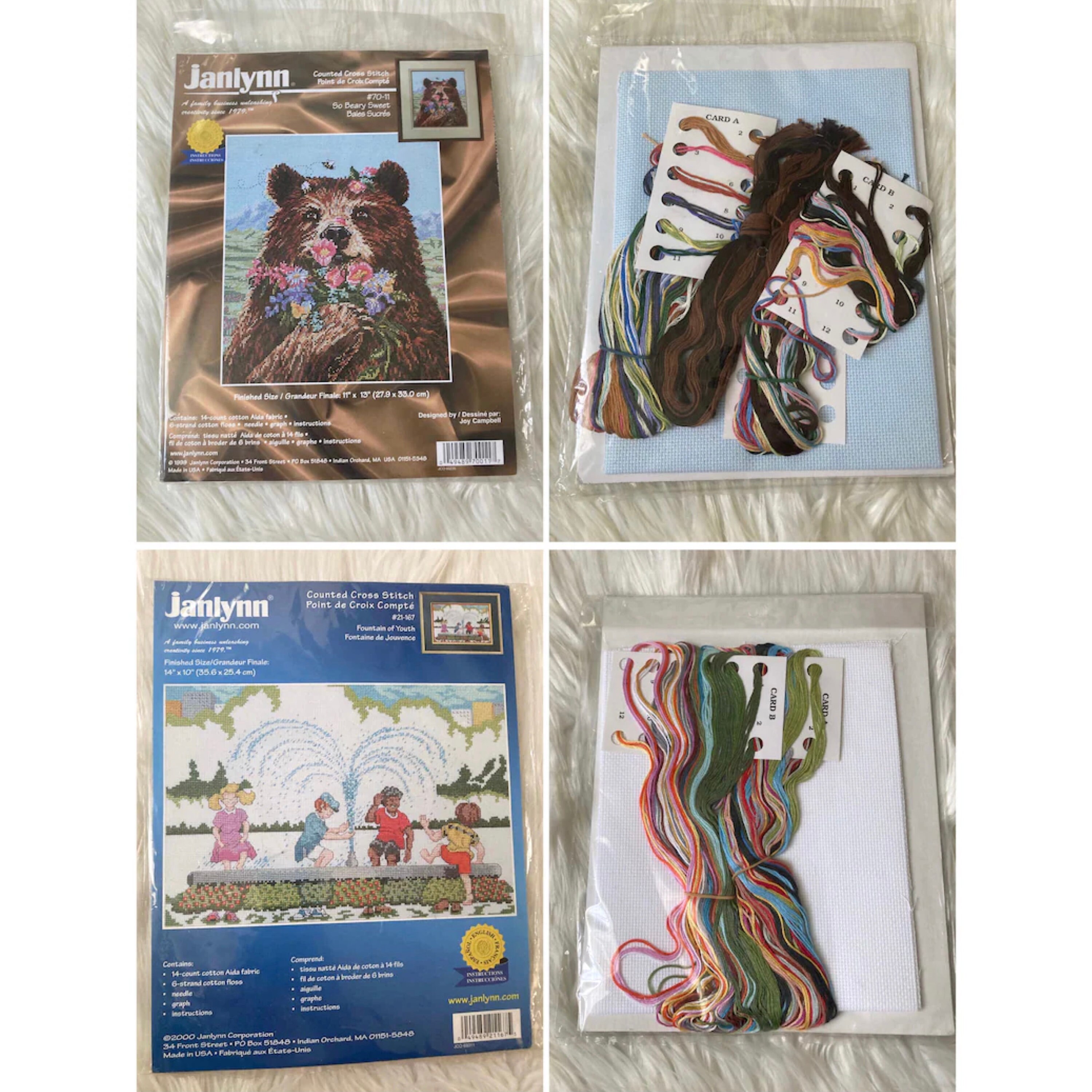 Kit Point De Croix Janlynn 1997 - Motif Garçon Avec Chat, Scellé, Vintage