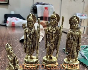 7" inches Ram Darbar Brass Statue/idol, Indian Brass Art, Brass God Idol, Brass Sculpture, Brass Figurine Large, Home Decor Rama Statue,