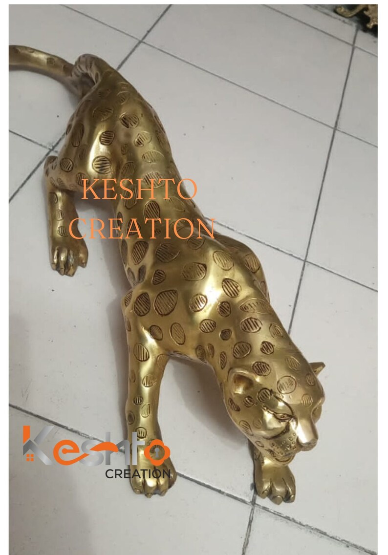 Jaguar Sculpture Artworks, Handcasted Jaguar Statue, Table Sculpture