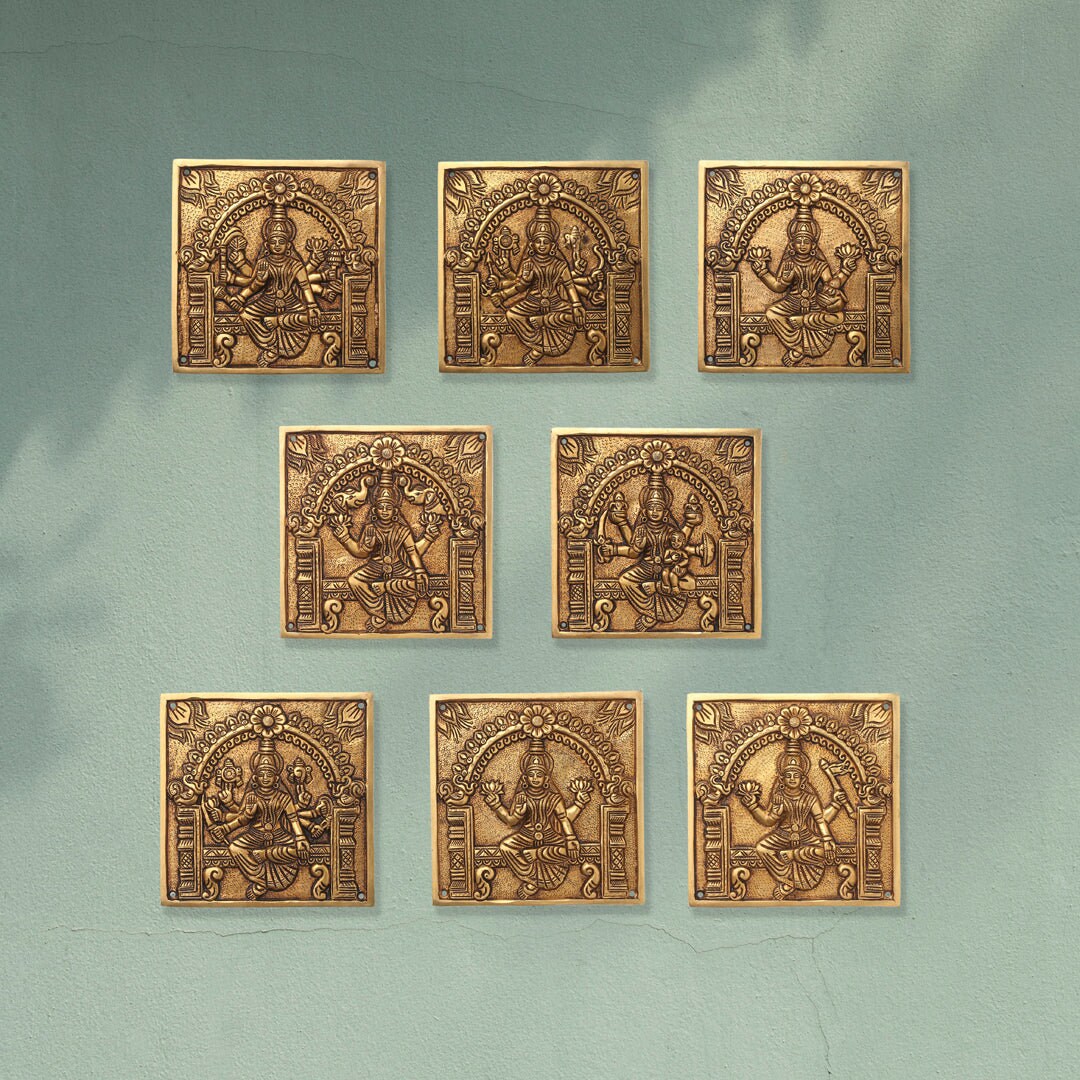 ASHTALAXMI Brass Statue Plates Wall Hangings Asthalakshmi Etsy
