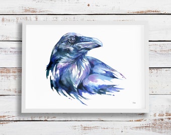 Crow Gaze ink painting - giclée art print of original painting by Jen Lewis