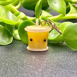 happy kawaii lemonade drink polymer clay charm