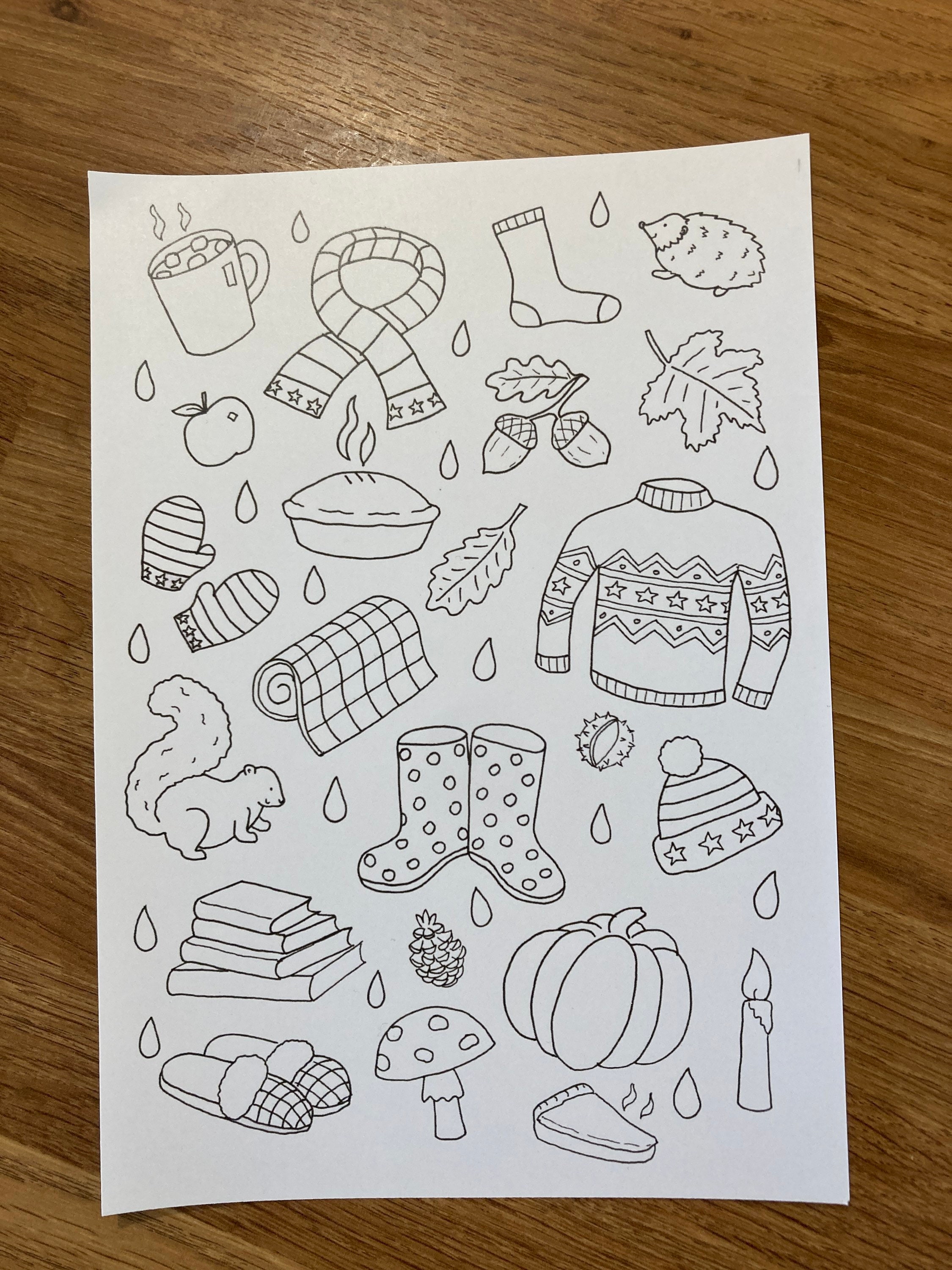 6 Cosy Colouring Sheets Autumn Colouring Fall Colouring - Etsy