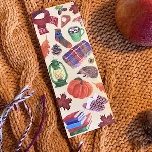 Autumn Bookmark, Autumn delights bookmark, Hygge bookmark, book lovers gift, autumn lovers gift, fall bookmark, book enthusiast gift, autumn