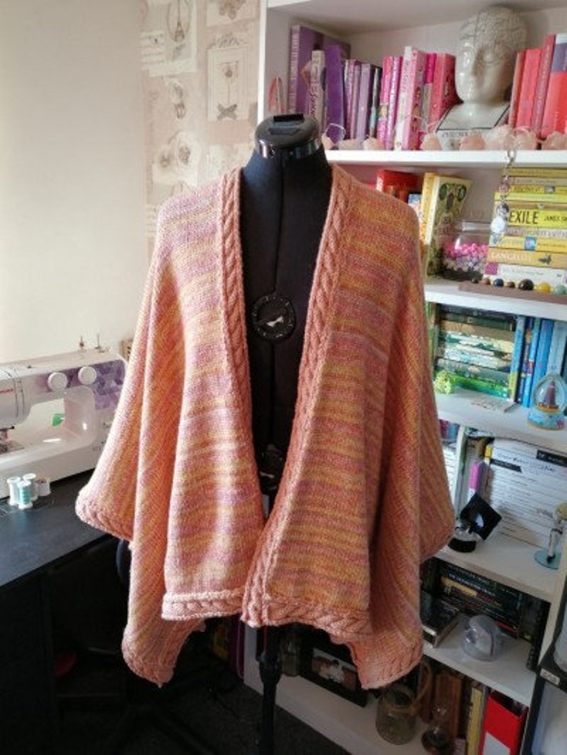 Cable Bordered Ruana Knitting Pattern Etsy