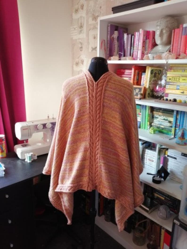 Cable Bordered Ruana Knitting Pattern Etsy