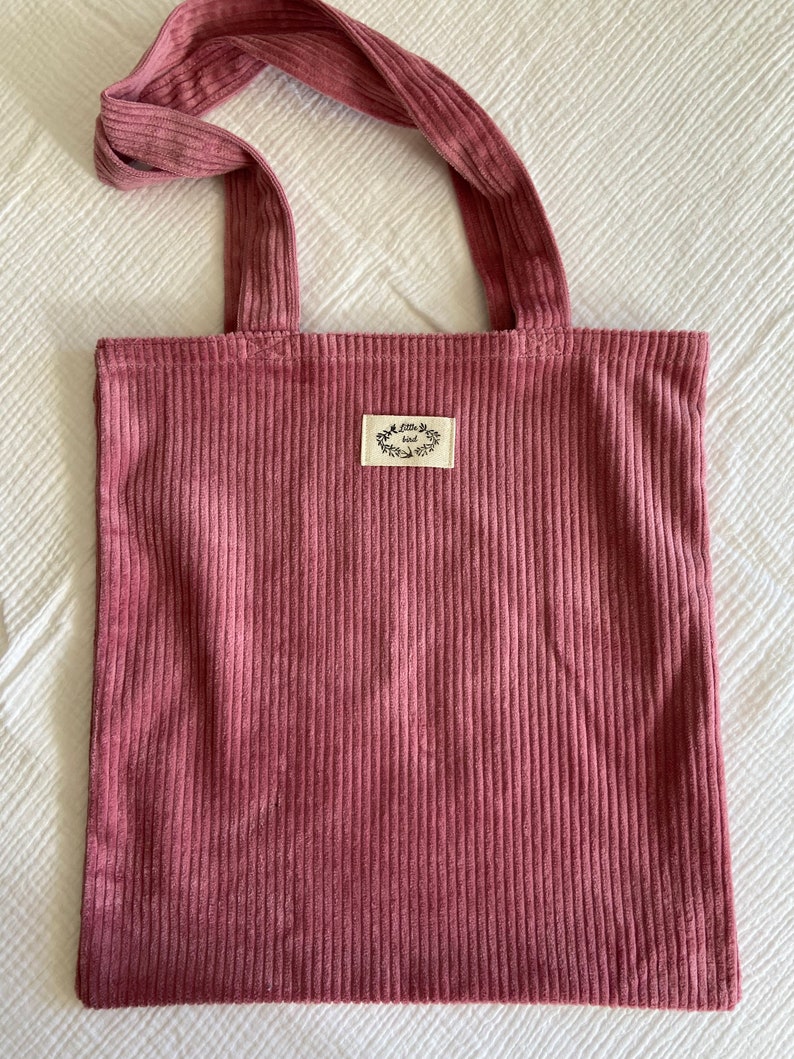 TOT BAG velours côtelé Rose pastel