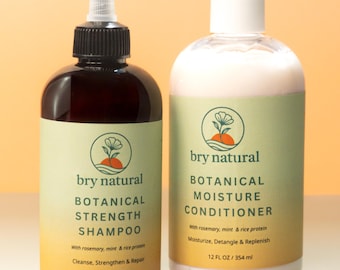 Natural Shampoo and Conditioner Set for Dry Hair with Rosemary and Mint
