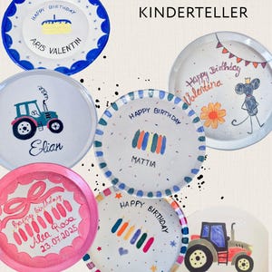 Kindergeschirr personalisiert, Kindergeschirr Traktor mit Namen, Geschenk zur Geburt, Geschenk zur Taufe