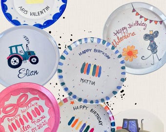 Personalized children's tableware, children's tractor tableware with name, gift for birth, gift for christening