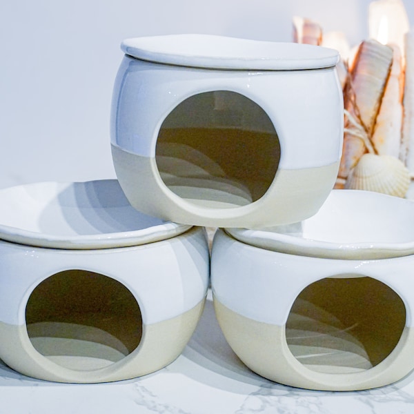 handgetöpferte Duftlampe, Räucherstövchen, handgefertigte Keramik, Teelicht aus Keramik