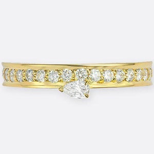 14k Solid Gold Diamond Engagement Ring, Full Eternity Solitaire Wedding Ring, Dainty Minimalist Half Eternity Ring Anniversary Gift for