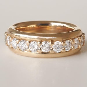 14K Gold Moissanite Eternity Ring: Wide Channel Set Wedding Band