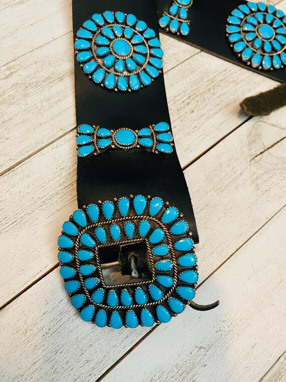 Vintage Navajo Black Leather And Sterling Silver … - image 3