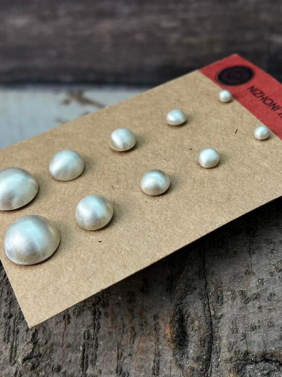 Handmade Sterling Silver Post Studs Earrings Set - image 5