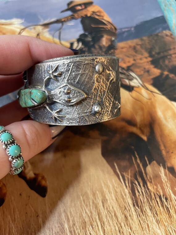 Navajo Turquoise & Sterling Silver Statement Liza… - image 4
