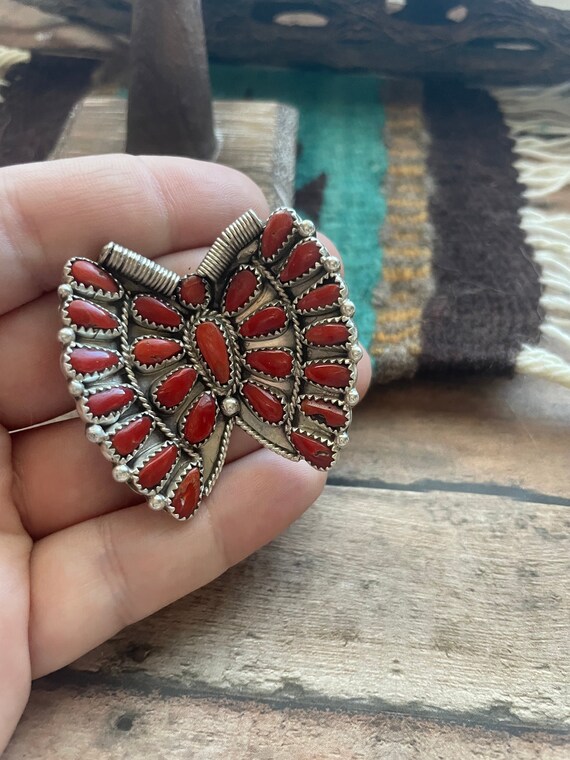 Navajo Coral And Sterling Silver Adjustable Butte… - image 5