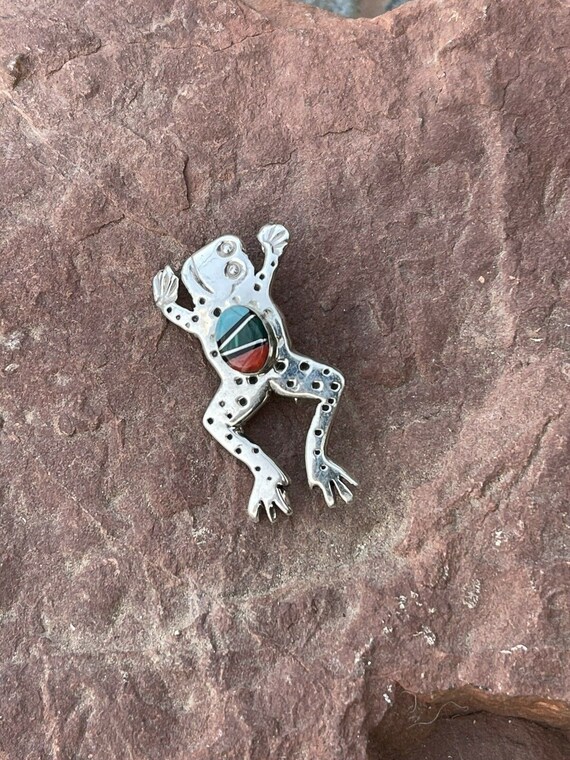 Navajo Sterling Silver Multi Stone Leap Frog Pend… - image 6
