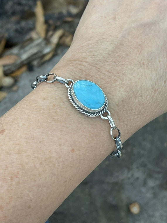 Very Heavy Thicker Vintage Navajo 'Protruding Persin Turquoise' Native American Jewelry Silver Bracelet Very Heavy Thicker Vintage Navajo 'Protruding Persin Turquoise' Native American Jewelry Silver Bracelet