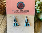 Zuni Sterling Silver and Turquoise Needlepoint Post Earrings
