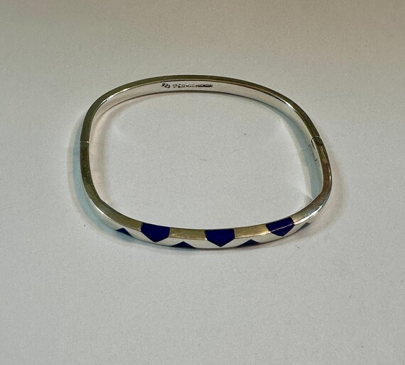 Hinged Bangle W/ Lapis Triangles - image 4