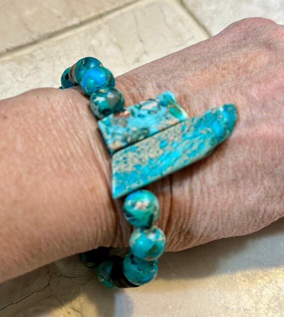 Handmade Chrysocolla Beaded Bracelet - image 6