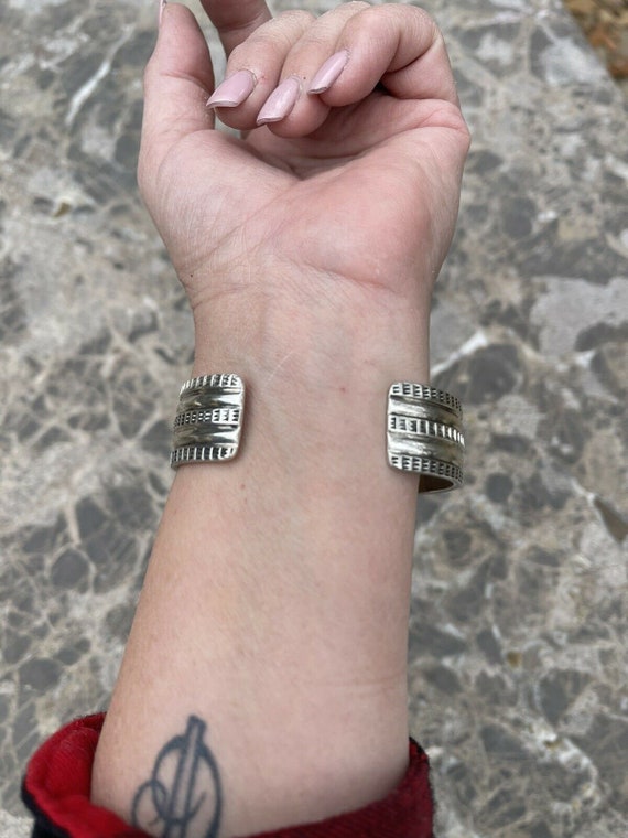 Navajo Sterling Silver Tribal Style Hand Stamped … - image 7