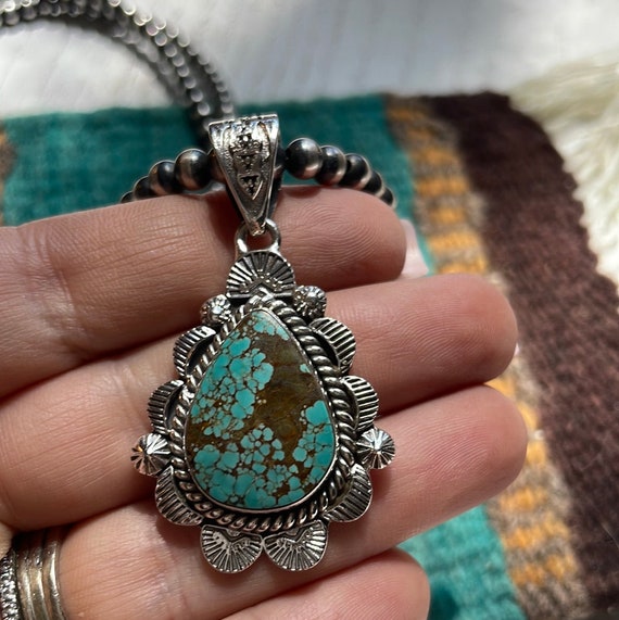 Handmade Sterling Silver & Number 8 Turquoise Pen… - image 2