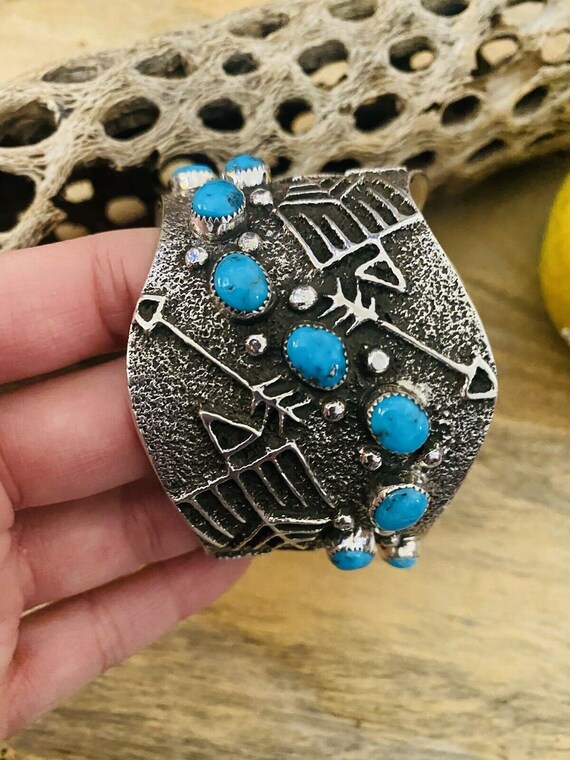 Navajo Turquoise & Sterling Silver Cuff Bracelet … - image 5