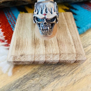 Handmade Sterling Silver Skull Ring Size 8.75