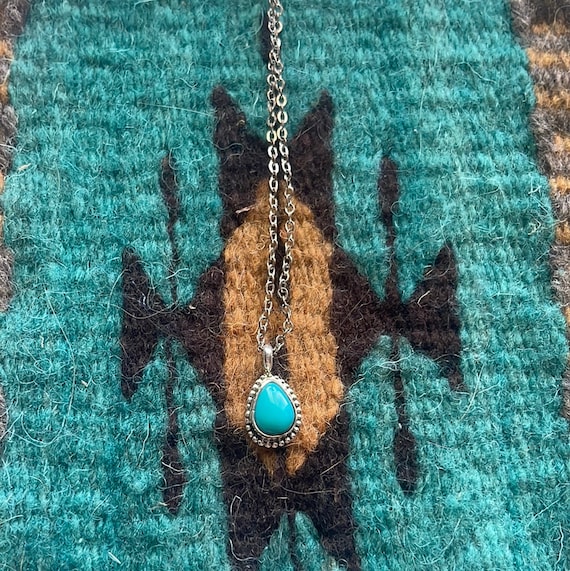Petite Navajo Turquoise & Sterling Silver Pendant