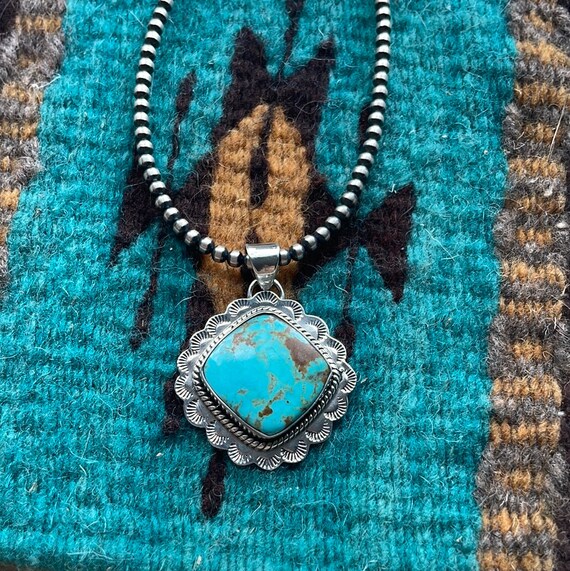 Handmade Sterling Silver & Turquoise Pendant Sign… - image 2