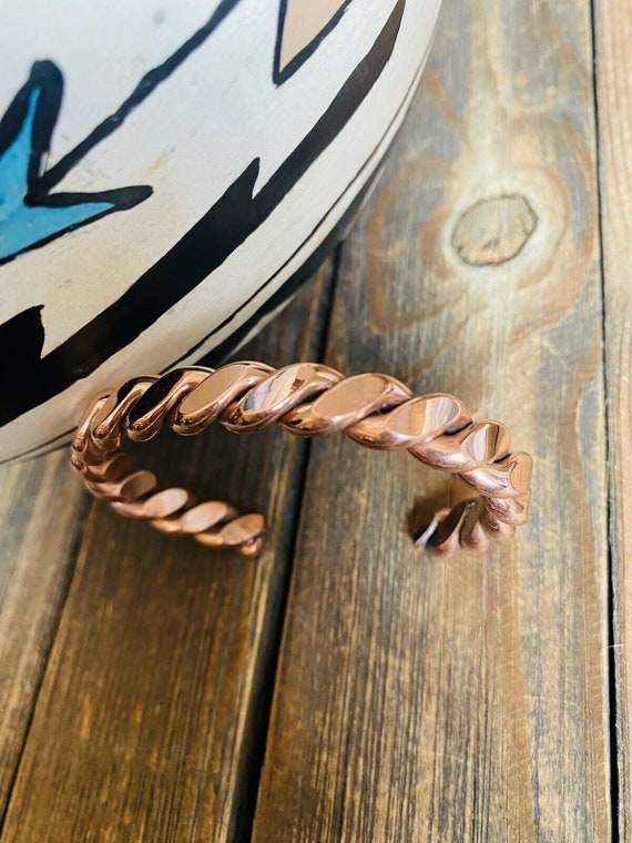 Navajo Copper Over Sterling Hand Twisted Cuff Bra… - image 2