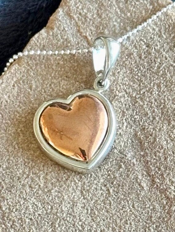 Copper Heart with SterlingSilver frame Necklace - image 2