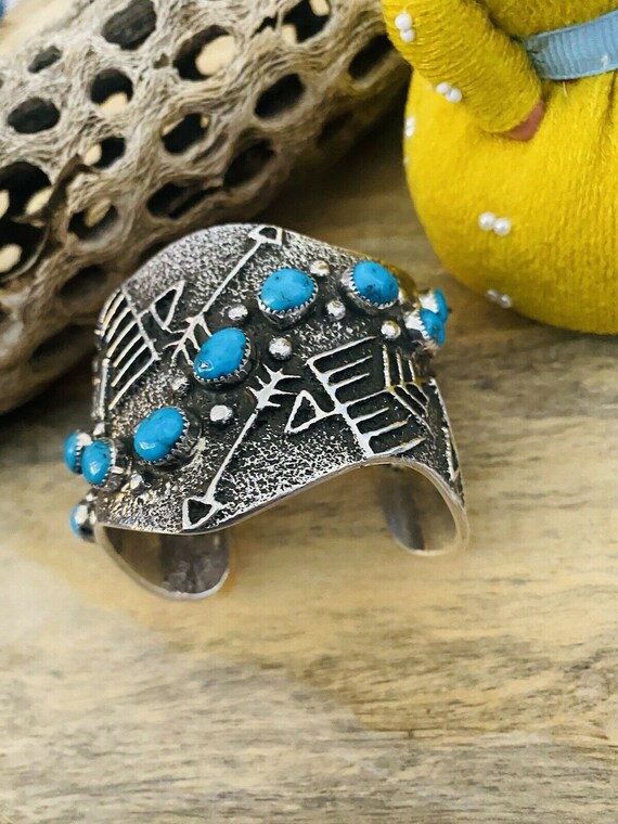 Navajo Turquoise & Sterling Silver Cuff Bracelet … - image 4