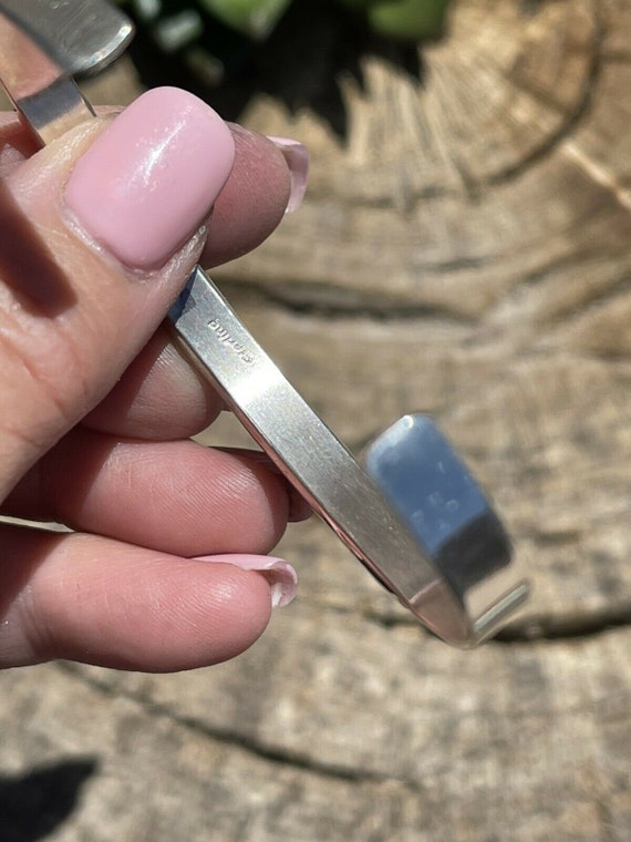 Navajo Sterling Silver & Blue Opal Cuff Bracelet … - image 6